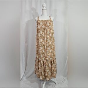 Old Navy floral sleeveless tie-back cut-out maxi swing dress women's size medium
